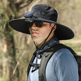 B_Outdoor Solar Rechargeable Wide Brim Fan Hat