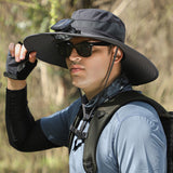 B_Outdoor Solar Rechargeable Wide Brim Fan Hat