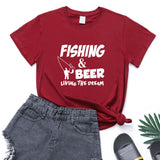 "Round-neck plus-size fishing t-shirt"
